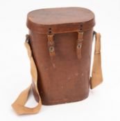 A WWII German brown leather ' Lichtsprechgerät 80' case, maker Carl Zeiss, Jena,
