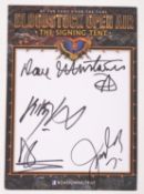 Megadeath, a Bloodstock 2023 autographed card signed by all band members. In black ink to the front.