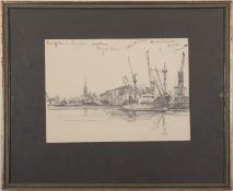 Max Parsons (British, 1915-1998) - 'Plymouth' - Watercolour and ink - Signed lower right,