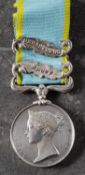 A Crimea Medal with Azoff and Sebastapol clasps to '325 William R Lucas LTC'