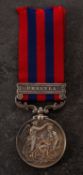 A Victorian India General Service Medal with Umbeyla claps to '3870 W Turnbull 71st High.