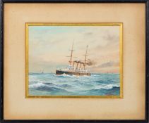 William Frederick Mitchell (British, 1845-1914) - 'H.M.S. Warrior 1906'