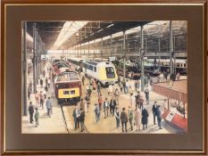 After Peter Own Jones. 'Great Western Railway 150' framed print, 39x59cm.