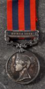 A Victorian India General Service Medal with Hunza 1891 clasp to 'Asst Surgeon D K Drew IMD Hunza