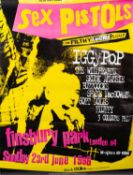 The Sex Pistols, an original advertising poster for the 1996 concert in Finsbury Park, 60cm, 40cm.