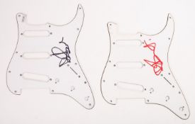 Dave Stewart, Eurythmics, two signed stratocaster style scratch plates.