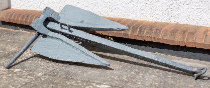 A WWII period US Navy Danforth Mark V 300lb anchor, signed as per title and over painted in grey,