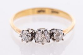 18ct three stone diamond ring.