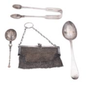 A small mixed lot of silver, to include a dessert spoon, a Coronation spoon,