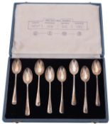 An Elizabeth II cased set of eight silver teaspoons,