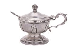 An Elizabeth II silver mustard pot, circular form,