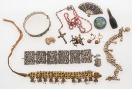 Various vintage far-eastern and other white metal and costume jewellery