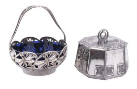 An Art-Nouveau W.M.F. silver plated swing-handle sugar bowl,