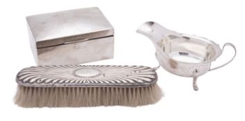 A small mixed lot of silver, to include a cigarette box with a cedarwood lining,