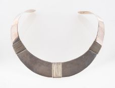 A graduated silver choker necklace, with silver wrapped wire detailing, hallmarked Birmingham, JH,