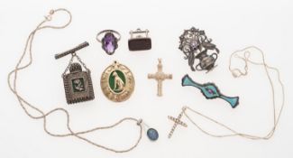A collection of white metal and 925 marked jewellery