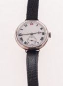 Longines, an early 20th century silver gentleman's wristwatch,