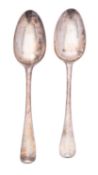 A George II silver tablespoon, Hanoverian pattern, by Isaac Callard, London 1737,