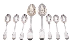 A pair of William IV silver berry spoons, Fiddle pattern,