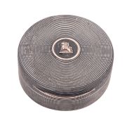 A George V silver cased pocket barometer, by Sebastian Garrard, circular form,