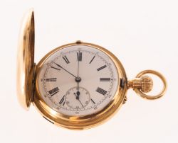 A rare Swiss 18k gold quarter-repeating chronograph full-hunter pocket watch,