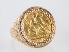 An Edwardian half sovereign, bare head, reverse with St. George and The Dragon