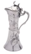 An Art-Nouveau W.M.F. silver plated claret jug