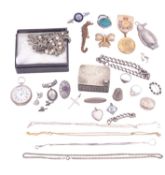 A mixed lot of silver jewellery, to include three chains, a silver-gilt chain,