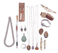 Mixed silver & costume jewellery, the silver to include: a Far-Eastern necklace,