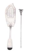 A George III silver fish slice, Fiddle pattern with a pierced blade, by William Eley,