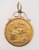 A 1918 sovereign in 9ct hallmarked mount, gross weight 9.39 grams Perth mint
