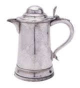 An Old Sheffield plate flagon, tapering circular form,