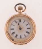 A late 19th/early 20th century 14k gold open case pocket watch, unsigned,