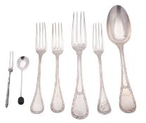 Late 19th/ early 20th century French silver flatware, a table fork,