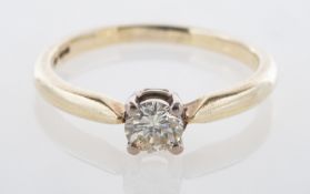 A 9ct Gold Single Stone Diamond Ring, the brilliant cut diamond claw set weight approx 0.40cts