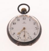Omega an early 20th century silver keyless open-faced pocket watch,