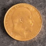 An Edward VII sovereign, bare head bust, reverse with St George and The Dragon,