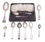 A George II silver tablespoon, Hanoverian pattern, initialled on the back of the terminal,