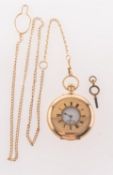Dent, London, an 18k gold keyless half-hunter pocket watch,