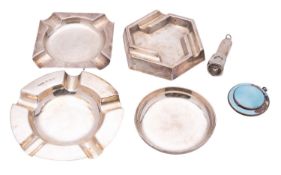 A small mixed lot of silver, to include an ashtray, an Art-Deco ashtray (loaded),