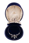 A SPLENDID LATE VICTORIAN MOONSTONE AND DIAMOND TIARA AND NECKLACE EN SUITE, BY MRS NEWMAN,