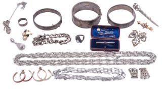 A small group of silver jewellery, to include a bracelet, three bangles,
