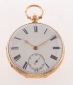 William Prest, Bradford an 18k gold open-faced pocket watch,