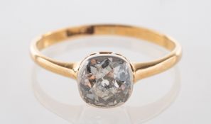 A Victorian 18ct marked, old cut diamond solitaire ring,