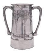 A Liberty Tudric pewter twin handled vase, designed by David Veasey,