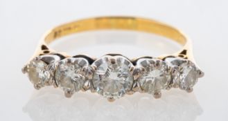 An 18ct Gold and Diamond Five Stone Ring,