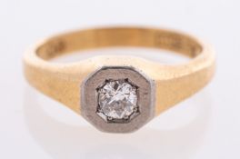 An Edwardian single stone diamond ring,