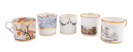 A group of five English porcelain coffee