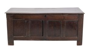 An oak coffer, ca1700, with hinged cover