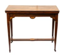 A Victorian rosewood and marquetry card